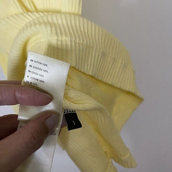 NWT John Elliott yellow ribbed cotton mini shirt dress size US 1 Small - Picture 3 of 6